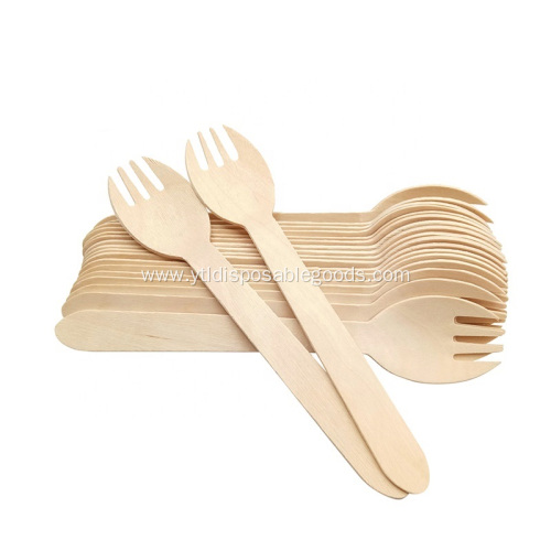 Party flatware birch wood cutlery spork